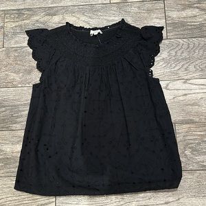 Loft eyelet ruffle sleeve top